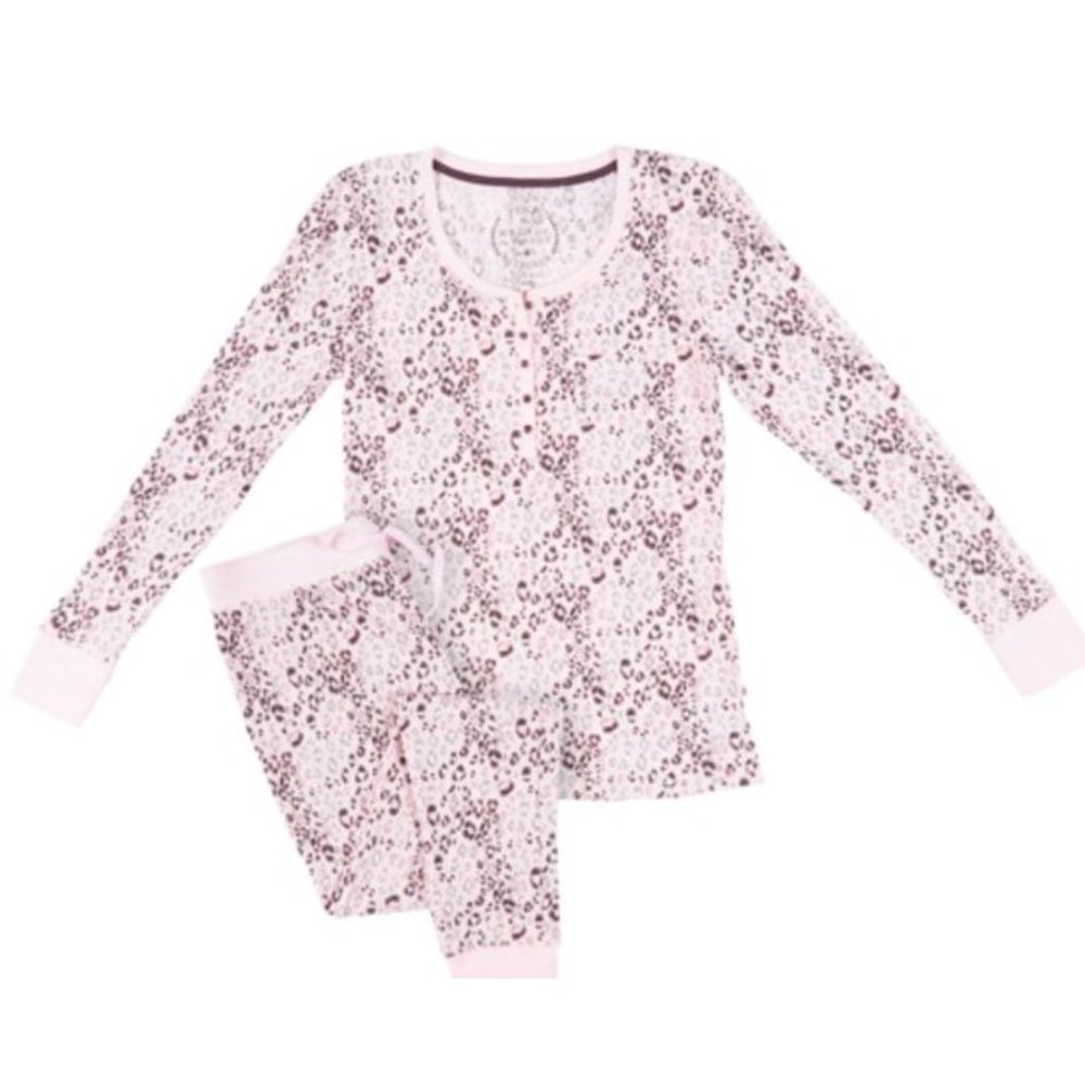 JANE & BLEECKER Women's 2-Piece Thermal Pajama Set Animal  Print  New Size XXL